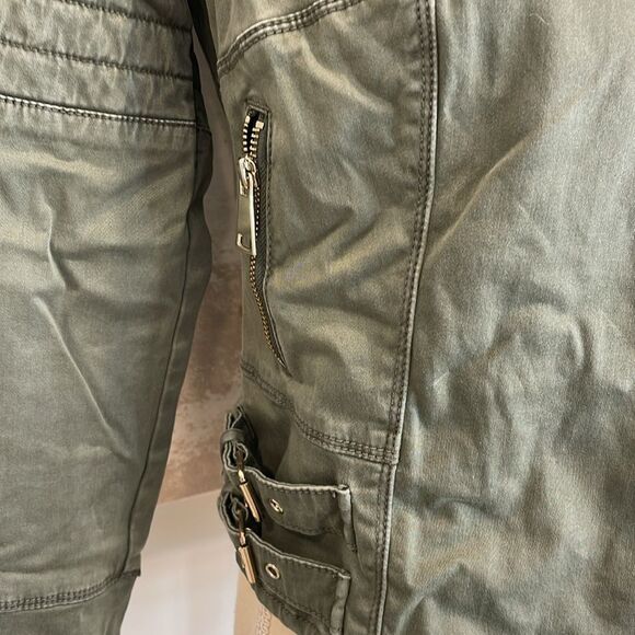 BEBE olive green moto style jacket size small - Picture 3 of 6